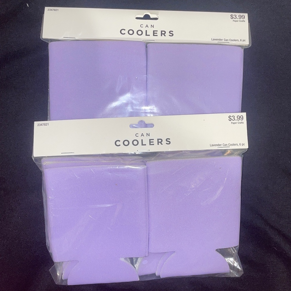 Set of 2 six-packs of Lavender Can Coozies /Coolers